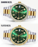 Gold & Steel Rolex Datejust Watch 16233 for Men | 36Mm | Green Arabic Diamond Dial | Oyster Band