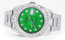 Iced Out Rolex Datejust 36 MM | Stainless Steel | 16.5 Carats of Diamonds | Green Diamond Dial | Oyster Band | Model 116200
