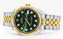 Diamond Gold Rolex Watch | Fluted Bezel | 31MM | Green Diamond Dial | Jubilee Band