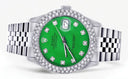 Womens Rolex Datejust Watch 16200 | 36Mm | Green Dial | Two Row 4.25 Carat Bezel | Jubilee Band