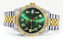 Womens Rolex Datejust Watch 16233 Two Tone | 36Mm | Green Arabic Dial | Fluted Bezel | Jubilee Band