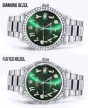 Diamond Mens Rolex Datejust Watch 16200 | 36Mm | Green Arabic Diamond Dial | Oyster Band