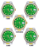 Gold Rolex Datejust Watch 16233 for Men | 36Mm | Green Dial | Oyster Band