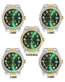 Gold & Steel Rolex Datejust Watch 16233 for Men | 36Mm | Green Arabic Diamond Dial | Oyster Band