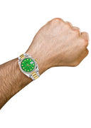 New Style | Diamond Gold Rolex Watch For Men | 36Mm | Green Dial | Oyster Band