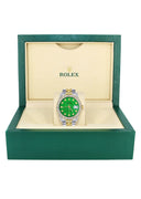 Diamond Gold Rolex Watch For Men 16233 | 36Mm | Custom Green Dial | Two Row 4.25 Carat Bezel | Jubilee Band