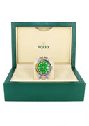 Diamond Gold Rolex Watch For Men 16233 | 36Mm | Rainbow Sapphire Bezel | Green Dial | Jubilee Band