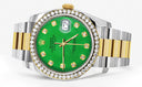 New Style | Diamond Gold Rolex Watch For Men | 36Mm | Green Dial | Oyster Band