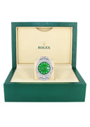 Iced Out Rolex Datejust 36 MM | Stainless Steel | 16.5 Carats of Diamonds | Green Diamond Dial | Oyster Band | Model 116200