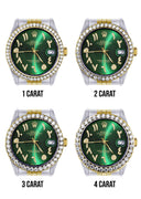 New Style | Hidden Clasp | Gold & Steel Rolex Datejust Watch | 36Mm | Green Arabic Diamond Dial | Jubilee Band