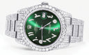 Iced Out Rolex Datejust 36 MM | Stainless Steel | 16.5 Carats of Diamonds | Green Arabic Diamond Dial | Oyster Band | Model 116200