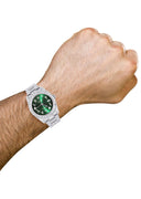 Iced Out Rolex Datejust 36 MM | Stainless Steel | 16.5 Carats of Diamonds | Green Arabic Diamond Dial | Oyster Band | Model 116200