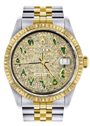 Mens Rolex Datejust Watch 16233 Two Tone | 36Mm | Diamond Green Arabic Numeral | Jubilee Band