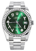 New Style | Rolex Datejust Watch | 36Mm | Green Arabic Diamond Dial | Oyster Band