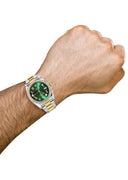 New Style | Gold & Steel Rolex Datejust Watch | 36Mm | Green Arabic Diamond Dial | Oyster Band