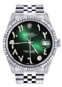 Womens Rolex Datejust Watch 16200  | 36Mm | Green Black Arabic Dial | Fluted Bezel | Jubilee Band