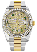 New Style | Diamond Gold Rolex Watch For Men | 36MM | Green Arabic Diamond Dial | Oyster Band