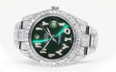 Diamond Iced Out Rolex Datejust 41 | 25 Carats Of Diamonds | Custom Green Arabic Numeral Diamond Dial | Two Row | Oyster Band