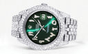 Womens Diamond Iced Out Rolex Datejust 41 | 25 Carats Of Diamonds | Custom Green Arabic Numeral Diamond Dial | Two Row | Jubilee Band