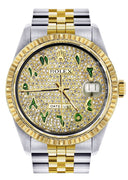 Womens Rolex Datejust Watch 16233 Two Tone | 36Mm | Diamond Green Arabic Numeral | Fluted Bezel | Jubilee Band
