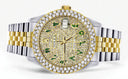 Diamond Gold Rolex Watch For Men 16233 | 36Mm | Diamond Green Arabic Dial | Two Row 4.25 Carat Bezel | Jubilee Band