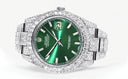 Diamond Iced Out Rolex Datejust 41 | 25 Carats Of Diamonds | Green Diamond Dial | Two Row | Oyster Band