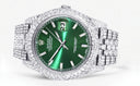 Womens Diamond Iced Out Rolex Datejust 41 | 25 Carats Of Diamonds | Custom Green Diamond Dial | Two Row | Jubilee Band