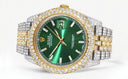 Diamond Iced Out Rolex Datejust 41 | 25 Carats Of Diamonds | Custom Green Diamond Dial | Two Tone | Two Row | Jubilee Band