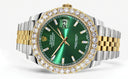 Rolex Datejust II Watch | 41 MM | 18K Yellow Gold & Stainless Steel | Custom Green Baguette Diamond Dial | Jubilee Band