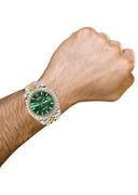Rolex Datejust II Watch | 41 MM | 18K Yellow Gold & Stainless Steel | Custom Green Baguette Diamond Dial | Jubilee Band