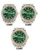 Rolex Datejust II Watch | 41 MM | 18K Yellow Gold & Stainless Steel | Custom Green Baguette Diamond Dial | Jubilee Band