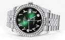 New Style | Hidden Clasp | Diamond Rolex Datejust Watch | 36Mm | Green Black Arabic Diamond Dial | Jubilee Band