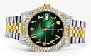 Diamond Gold Rolex Watch For Men 16233 | 36Mm | Green Black Arabic Diamond Dial | Two Row 4.25 Carat Bezel | Jubilee Band