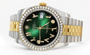 New Style | Hidden Clasp | Gold & Steel Rolex Datejust Watch | 36Mm | Green Black Arabic Diamond Dial | Jubilee Band