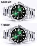 Diamond Mens  Rolex Datejust Watch 16200 | 36Mm | Green Black Arabic Diamond Dial | Oyster Band