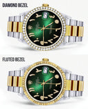 Gold & Steel Rolex Datejust Watch 16233 for Men | 36Mm | Green Black Arabic Diamond Dial | Oyster Band
