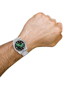 New Style | Hidden Clasp | Diamond Rolex Datejust Watch | 36Mm | Green Black Arabic Diamond Dial | Jubilee Band