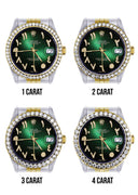 New Style | Hidden Clasp | Gold & Steel Rolex Datejust Watch | 36Mm | Green Black Arabic Diamond Dial | Jubilee Band