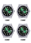 New Style | Hidden Clasp | Diamond Rolex Datejust Watch | 36Mm | Green Black Arabic Diamond Dial | Jubilee Band