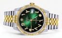 Mens Rolex Datejust Watch 16233 Two Tone | 36Mm | Green Black Arabic Dial | Jubilee Band