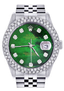 Womens Rolex Datejust Watch 16200 | 36Mm | Green Mother of Pearl Dial | Two Row 4.25 Carat Bezel | Jubilee Band