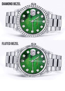Diamond Mens Rolex Datejust Watch 16200 | 36Mm | Green Diamond Mother Of Pearl Dial | Oyster Band