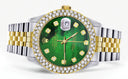 Diamond Gold Rolex Watch For Men 16233 | 36Mm | Green Mother of Pearl Dial | Two Row 4.25 Carat Bezel | Jubilee Band