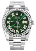 New Style | Rolex Datejust Watch | 36Mm | Green Roman Diamond Dial | Oyster Band