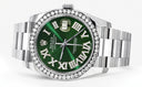 New Style | Rolex Datejust Watch | 36Mm | Green Roman Diamond Dial | Oyster Band