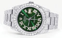 Iced Out Rolex Datejust 36 MM | Stainless Steel | 16.5 Carats of Diamonds | Green Roman Diamond Dial | Oyster Band | Model 116200