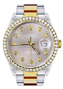 Diamond Rolex Mens Watch Datejust 16233 | 36Mm | Grey Dial | Oyster Band