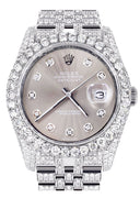 Iced Out Rolex Datejust 36 MM | Stainless Steel | 16.5 Carats of Diamonds | Grey Diamond Dial | Jubilee Band | Model 116200