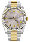 New Style | Diamond Gold Rolex Watch For Men | 36Mm | Gray Dial | Oyster Band