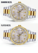 Diamond Rolex Mens Watch Datejust 16233 | 36Mm | Grey Dial | Oyster Band